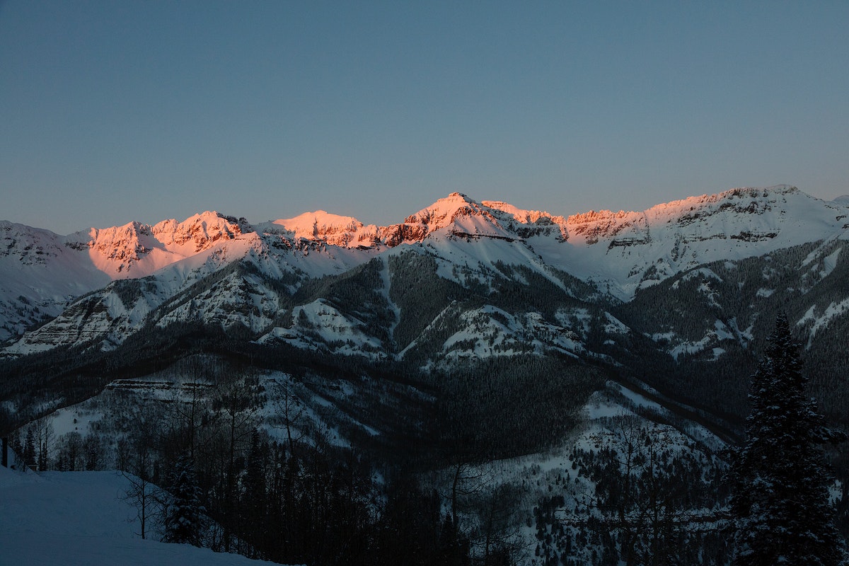 Mountain-sunset view from Telluride, once a mining boomtown and now a popular skiing destination in Colorado - Original image from Carol M. Highsmith’s America, Library of Congress collection. Digitally enhanced by rawpixel.