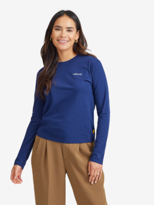 Allbirds Women's Allgood Organic Cotton Long Sleeve Tee, Logo - Deep Navy, Size XS