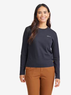 Allbirds Women's Allgood Organic Cotton Long Sleeve Tee, Logo - Natural Black, Size XS