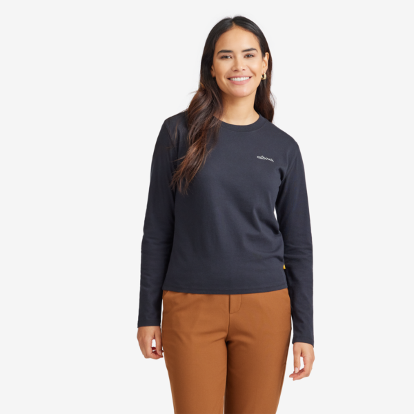 Allbirds Women's Allgood Organic Cotton Long Sleeve Tee, Logo - Natural Black, Size XS